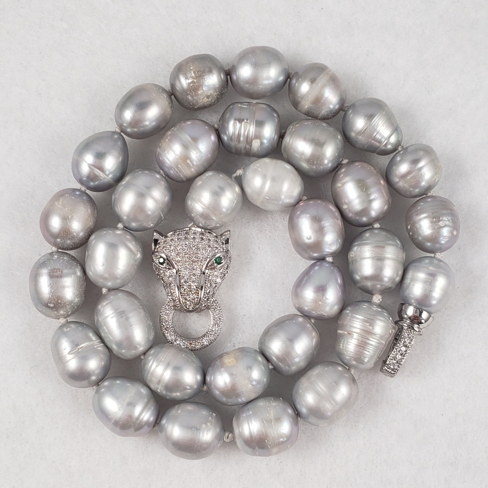 REAL - 11mm Gray Pearl Necklace - Picture 5 of 6